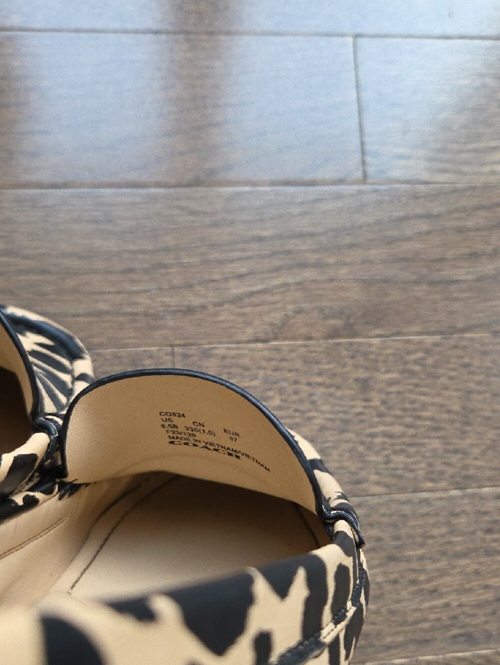 COACH Leopard-Print Leather Driving Loafers in Black and Beige - Picture 11 of 16